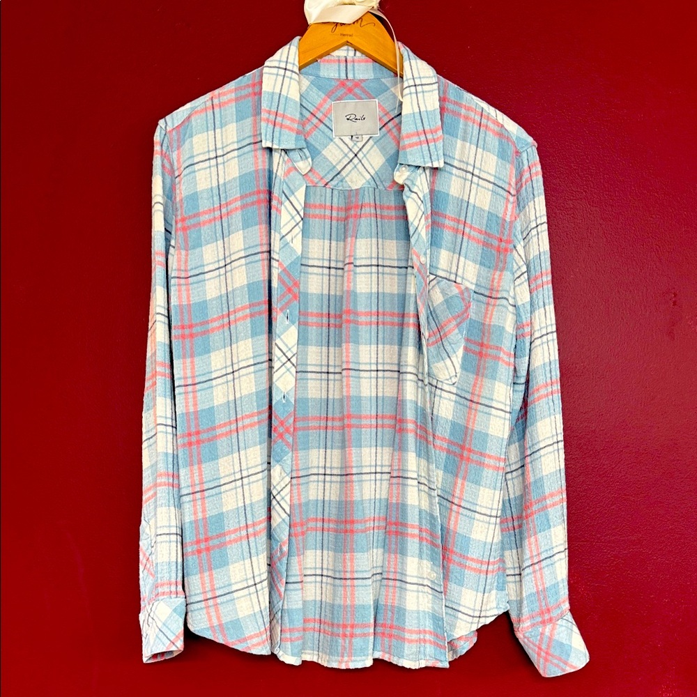 Rails button down blue plaid